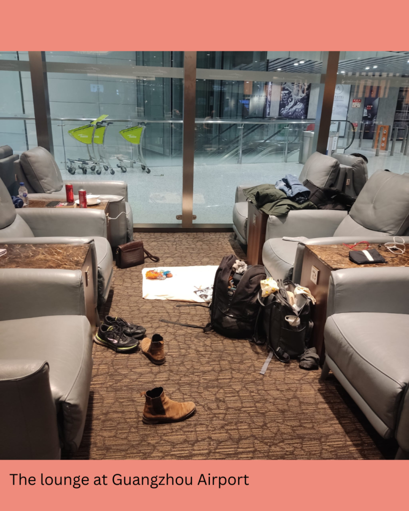The lounge at Guangzhou Airport baby in aiport lounge